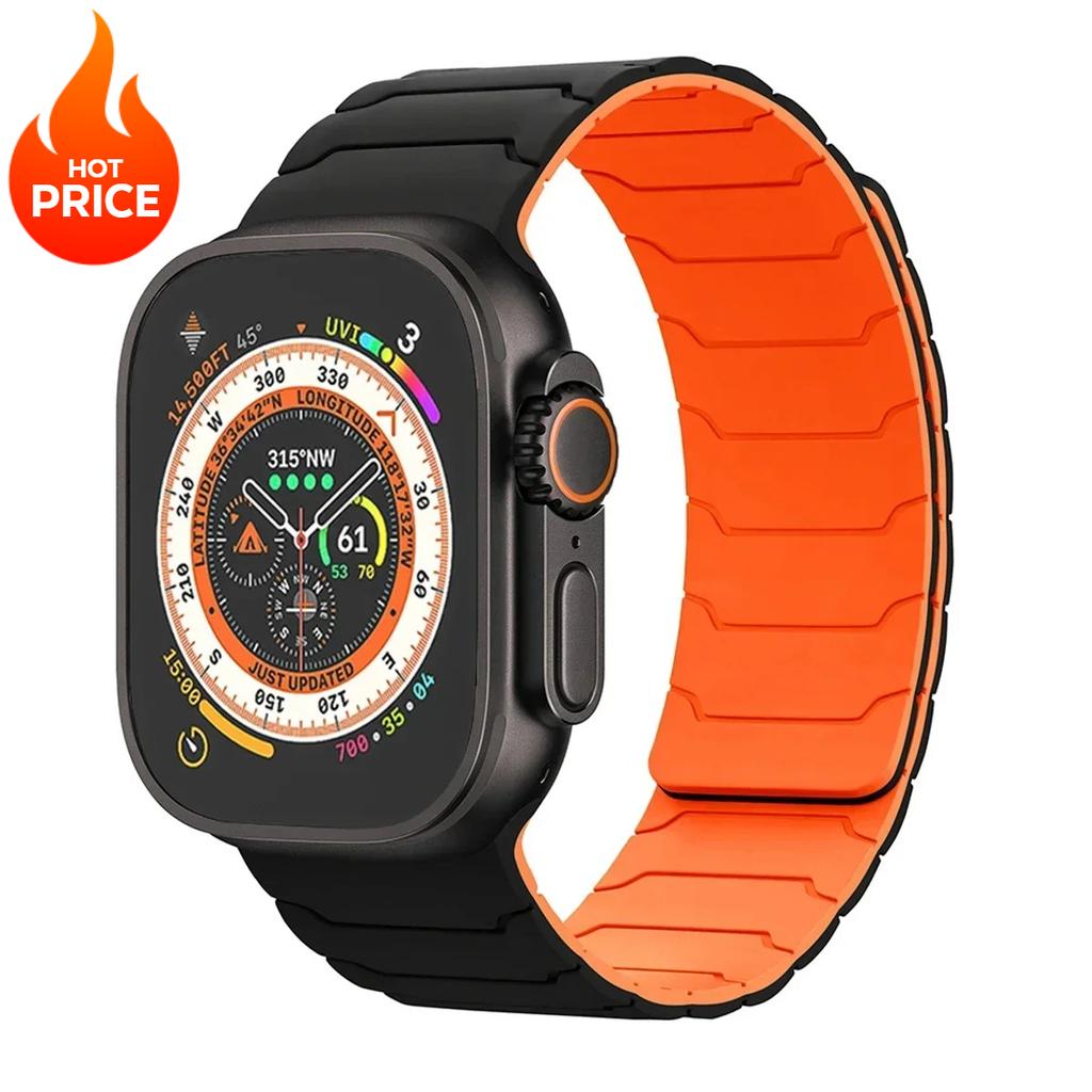 Magnetic Silicone Strap For Apple Watch Ultra 3 2 49mm Band 45mm 44mm 41mm 40mm 38 Bracelet Iwatch Series 11 10 42 46mm 987654SE