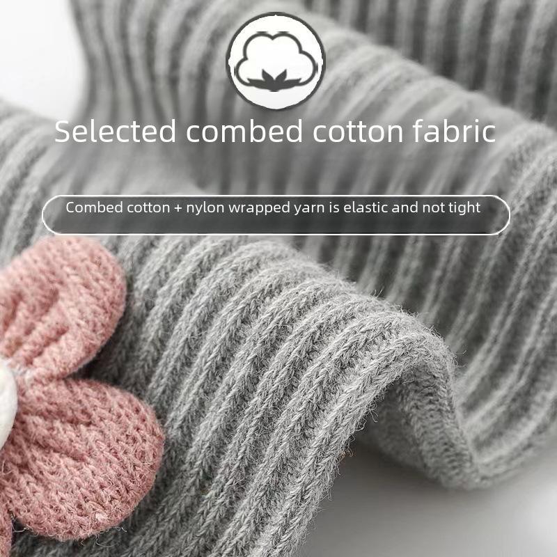 "Children's Embroidered One-Piece Pantyhose for Girls (0-4 Years) with Baby Foot Socks"