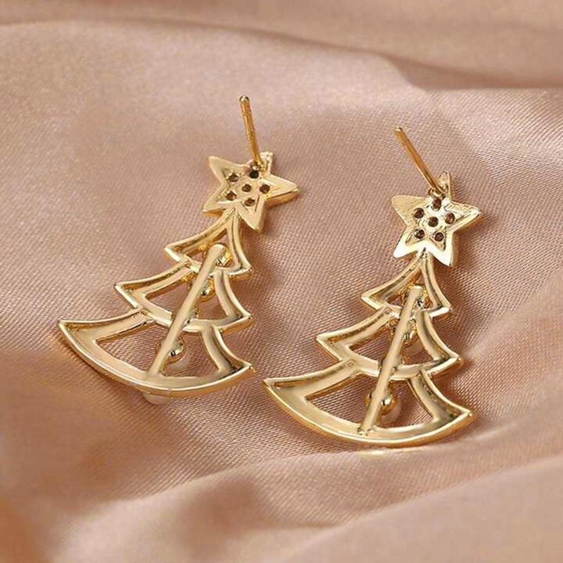 Christmas Light Luxury Style Stud Earrings, Christmas Design Earrings, Temperament Lady