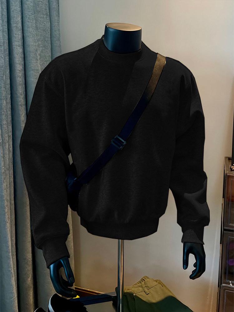 320g Heavyweight Men's Drop Shoulder Cotton Hoodie - Thick Long Sleeve Base Layer for Autumn/Winter