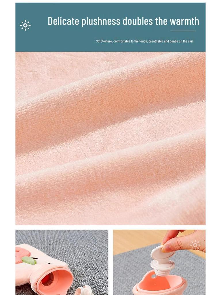 Explosion-Proof Hot Water Bottle with Cute Plush Cover - Ideal for Abdomen and Bed Warmth