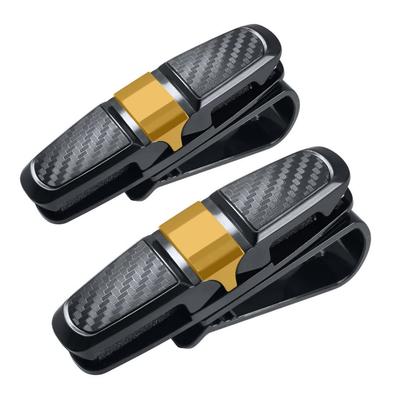 XSAJU 2 peças Clipe para Óculos de Sol de Carro Porta Óculos para Quebra-Sol de Carro Fácil de Instalar Clipe para Cartão de Bilhete (Preto x Dourado)