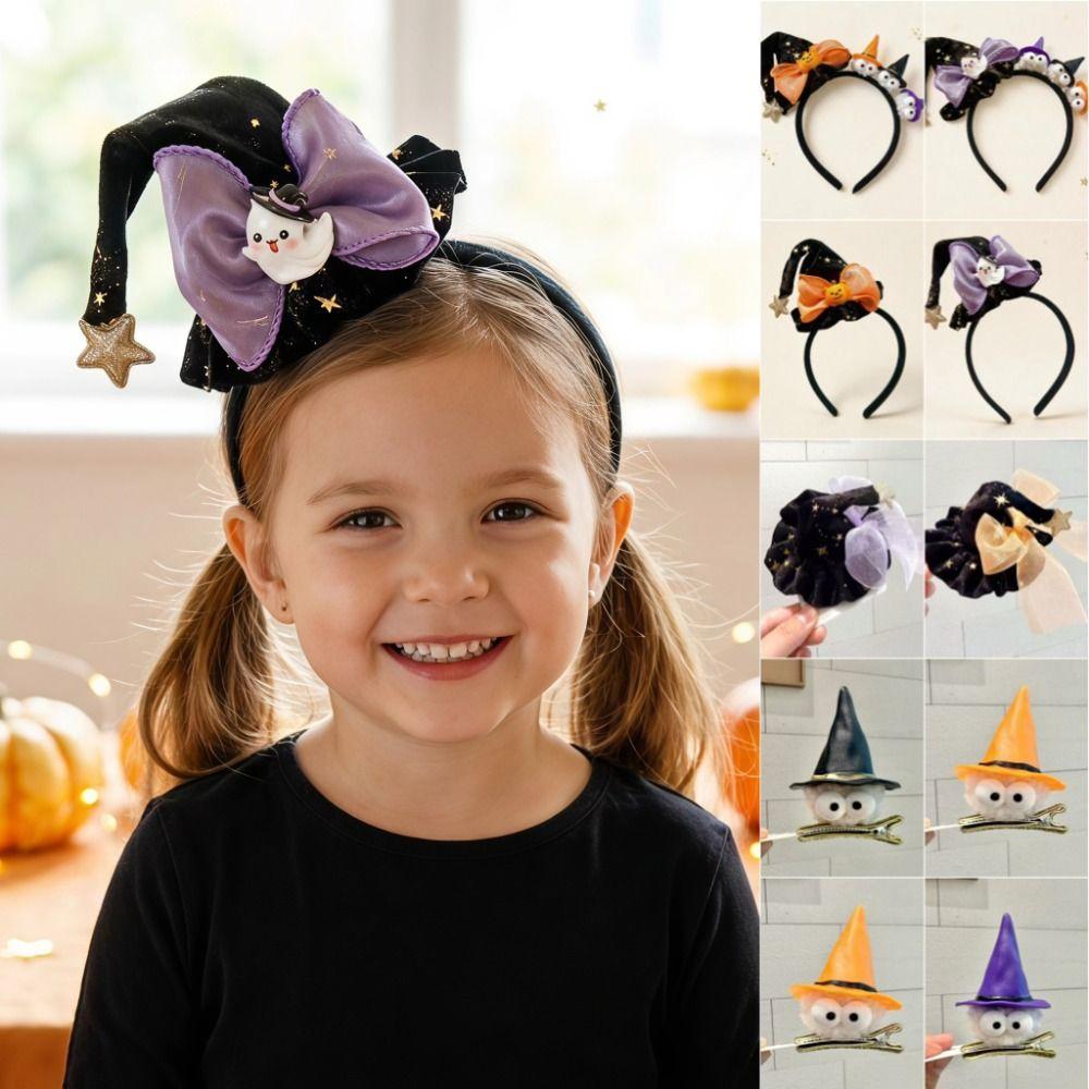 Bow Halloween Party Hair Band Ghost Halloween Hair Clip Novelty Cone Hat Hair Hoop Girl