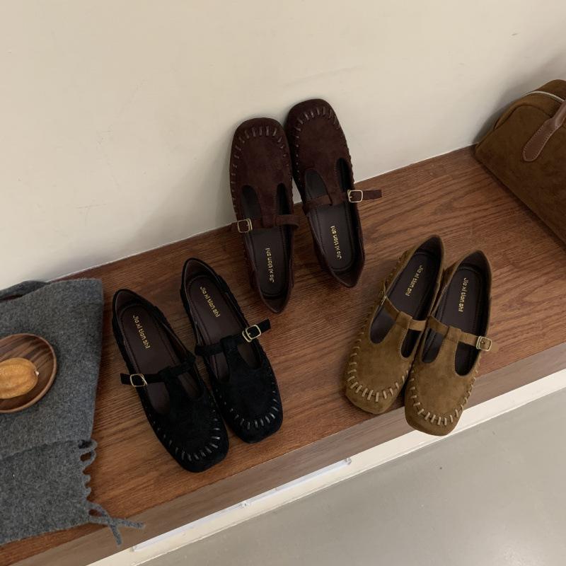 Inner heightening retro suede small leather shoes women's shoes 2025 spring and autumn Mary Jane single shoes French gentle evening shoes