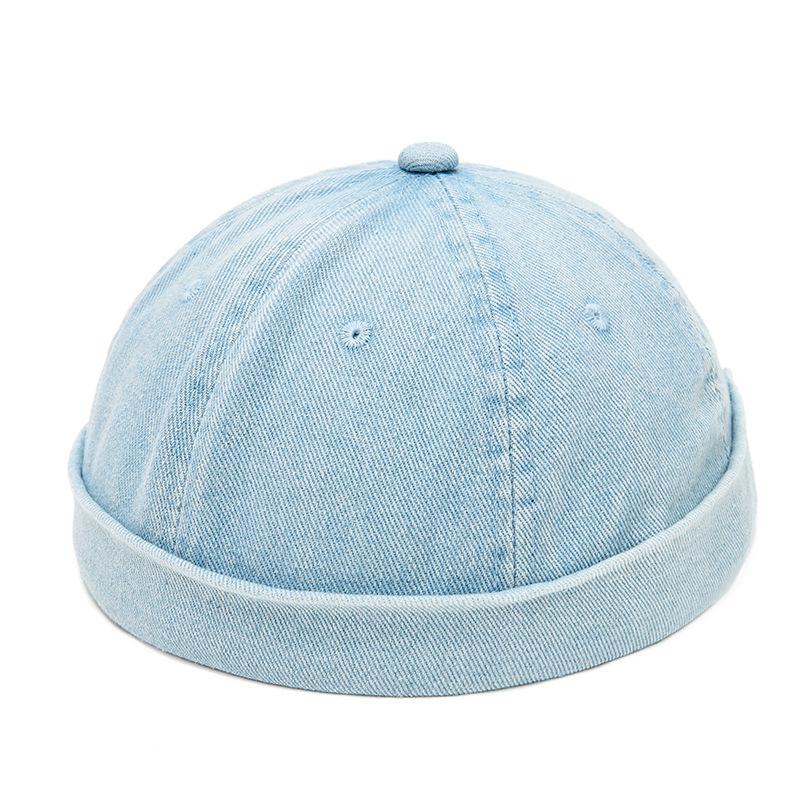 Washed denim light board melon hat men's and women's street personality fashion brimless landlord hat hip hop trend yuppie hat