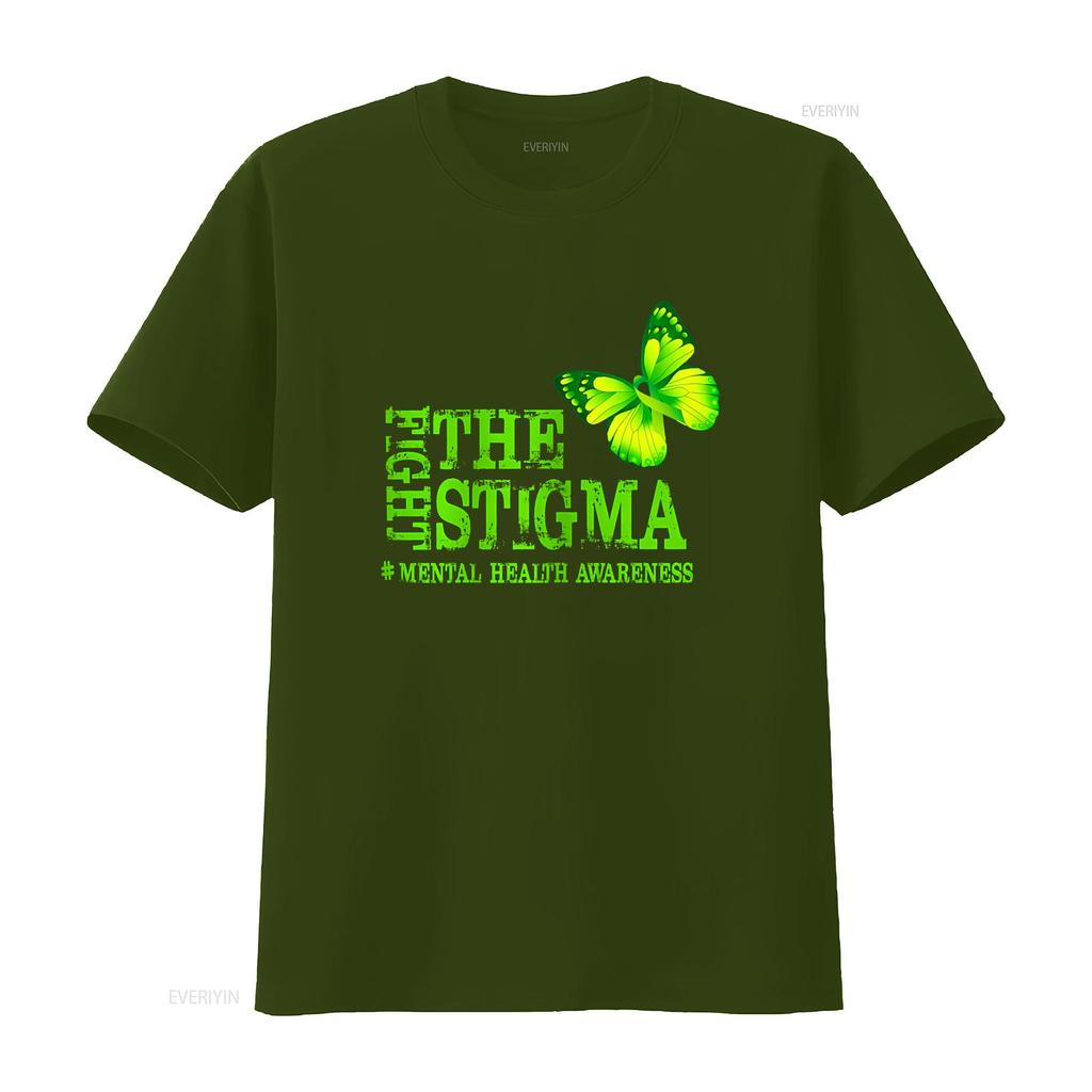 Women s Fight The Stigma T Shirt Mental Health Awareness Month Black vintage Washed homme streetwear Stylish Casual