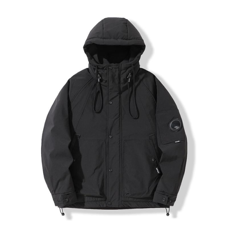 Men s Outdoor Winter Hooded Down Jacket - Warm, Loose, and Stylish 3XL чёрный