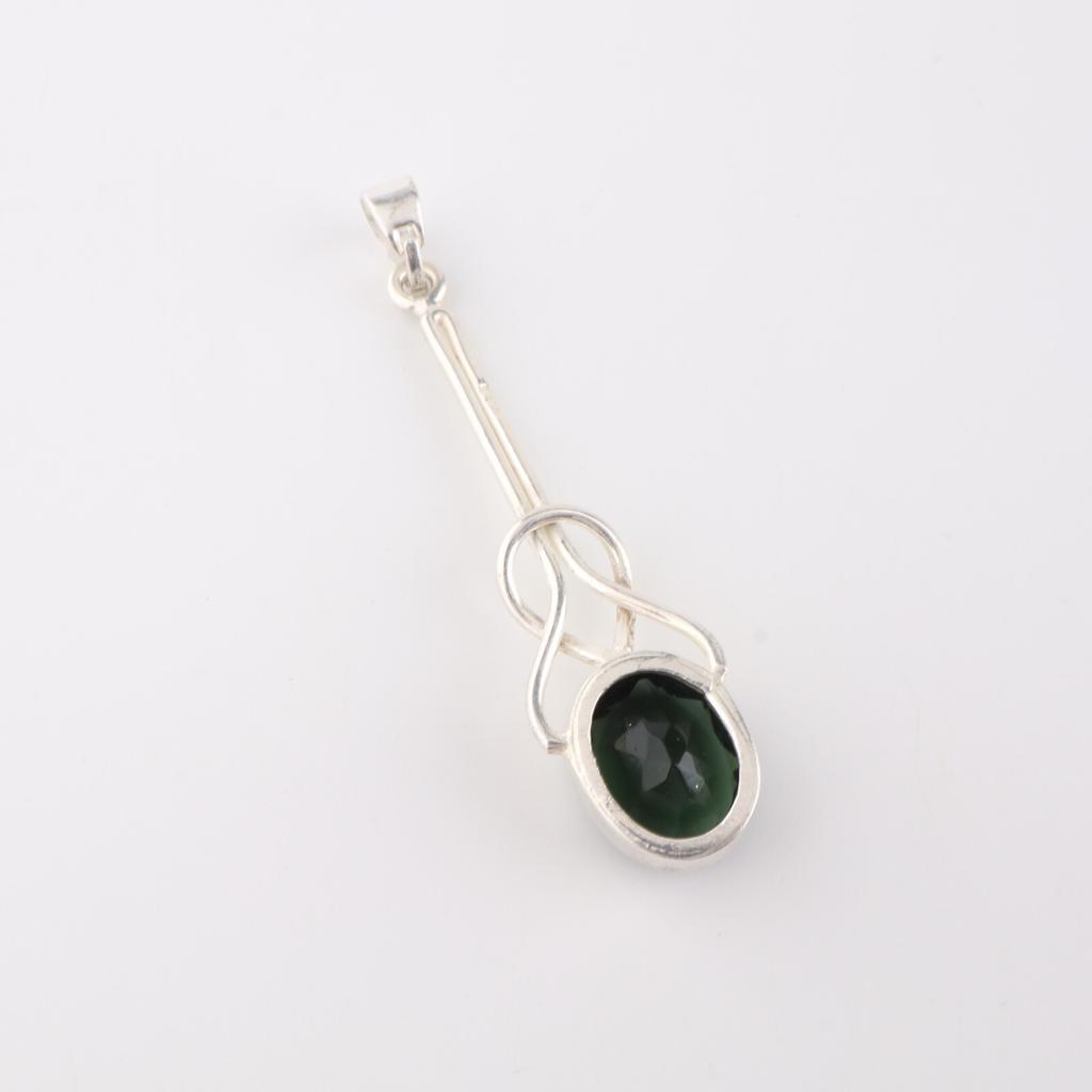 Green Tourmaline Gemstone 925 Sterling Silver Jewelry Handcrafted Pendant 1.79" PP-60-3