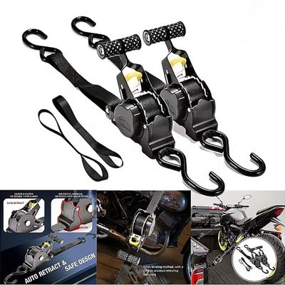 Motorcycle Ratchet Strap For Load Luggage Retractable Belt Cargo Tape Auto Straps For Car Tensioner