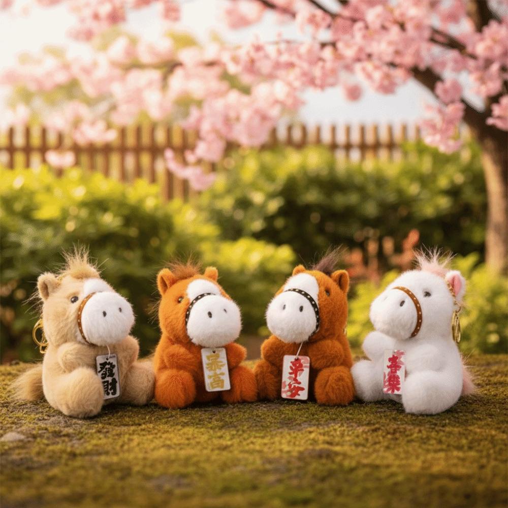Soft Horse Plush Keychain 13cm Pony Pendant Funny Stuffed Animal Keyring  Year of Horse