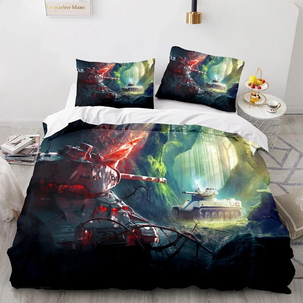 Panzer Bettbezug Fighter Bettwäschesets für Schlafzimmerdeko Jungen Jugendliche Militär Queen King Full Size Polyester Steppdecke
