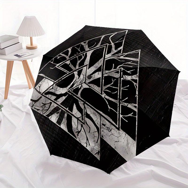 "Tree of Life Triangles Decor"Umbrella, Portable 3-Fold Compact Umbrella for Men & Women ES60