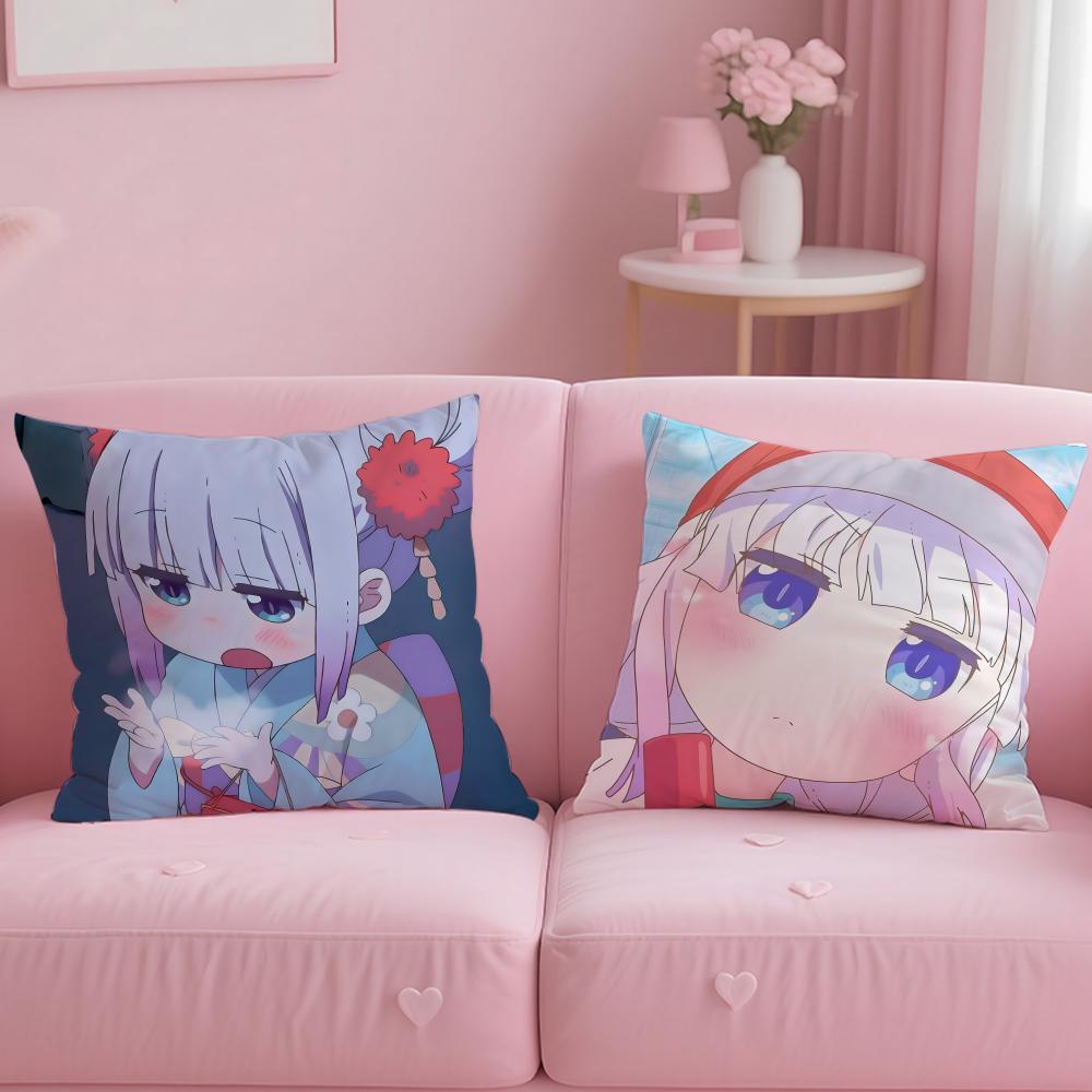 anime Miss Kobayashis Dragon Maid Cushion Cover Soft  EasyWash Pillow Case  Versatile for Couch Bed Travel and Office