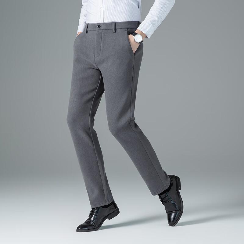 Men's Slim-Fit Straight-Leg Fleece-Lined Dress Pants