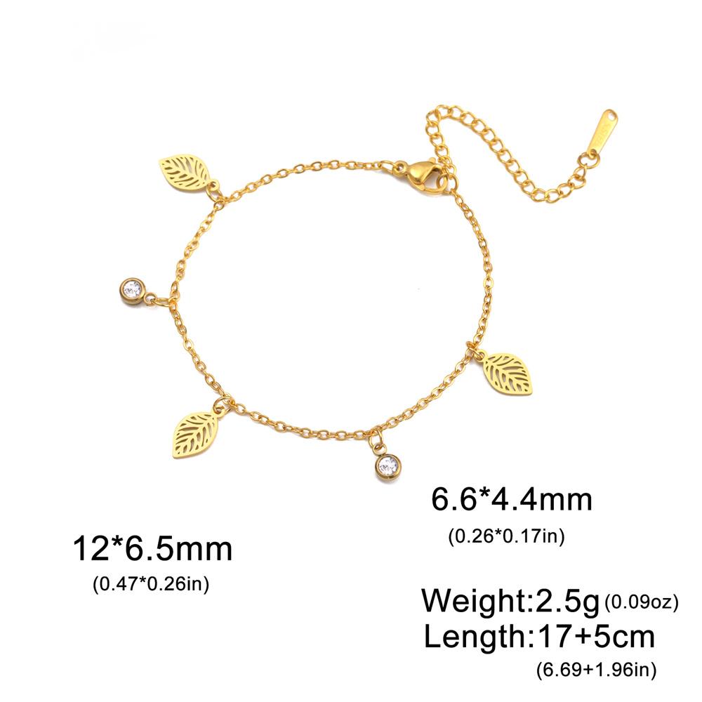 My Shape Hollow Leaves Bracelets Stainless Steel for Women Girls Gifts Plant Leaf Pendant Chain Hand Chain Bangle Summer Jewelry