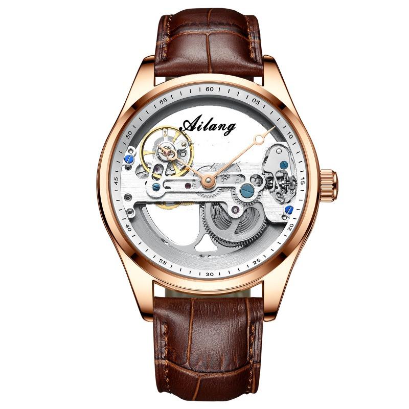 AILANG New Automatic Skeleton Mechanical Watch Men Korean Fashion Waterproof Men's Mechanical Watch