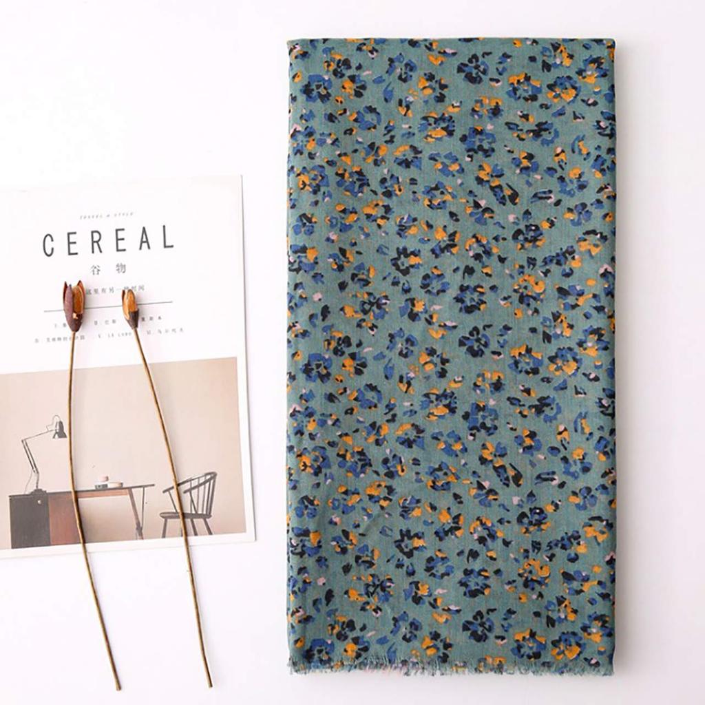 WHITE FANG Small Floral Print Scarf, Stylish Afghan, Large, Casual Cotton-Linen, Women's, MA074 (Small Floral Print)