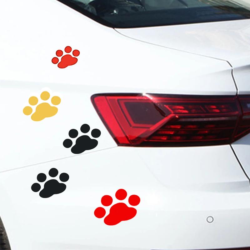 4Pcs Car Sticker Funny Cute Dog Paw Sticker Foot Prints Footprint Decal Animal Stickers Vinyl Motorcycle Auto Decoration Decal