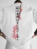 Fashionable Pattern Tshirt for Unisex Summer Style Featuring Cherry Blossoms and Samurai Sword Patterns Loose Fit Tshirt