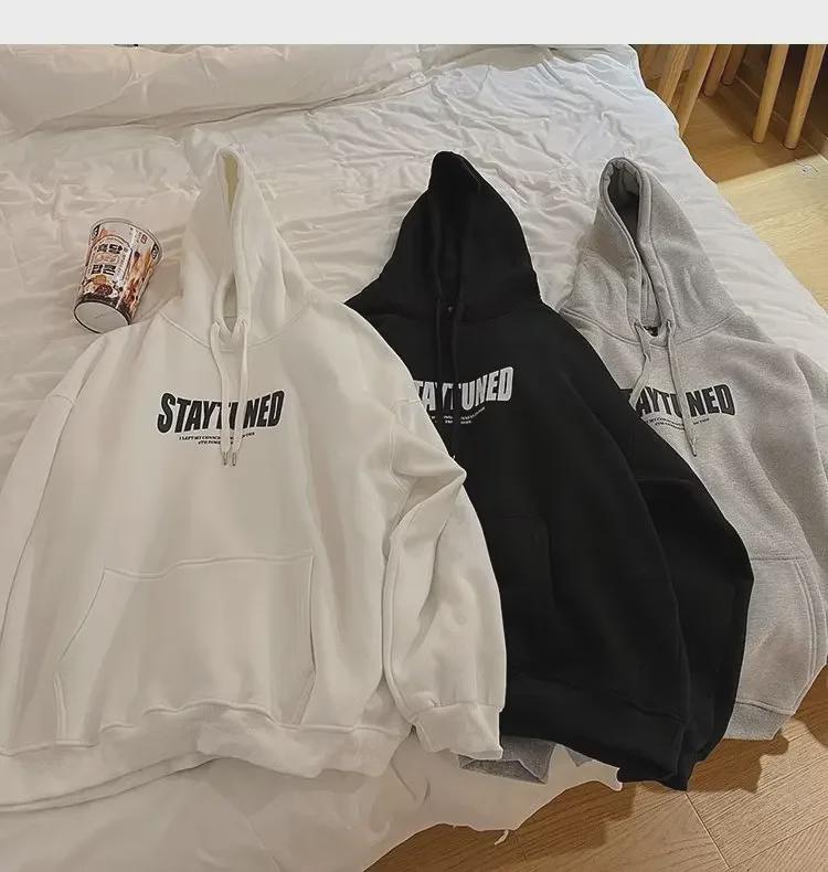 Men's Trendy American Letter Print Hoodies - Autumn/Winter Hong Kong Style, Large Size Youth Pullover Jacket