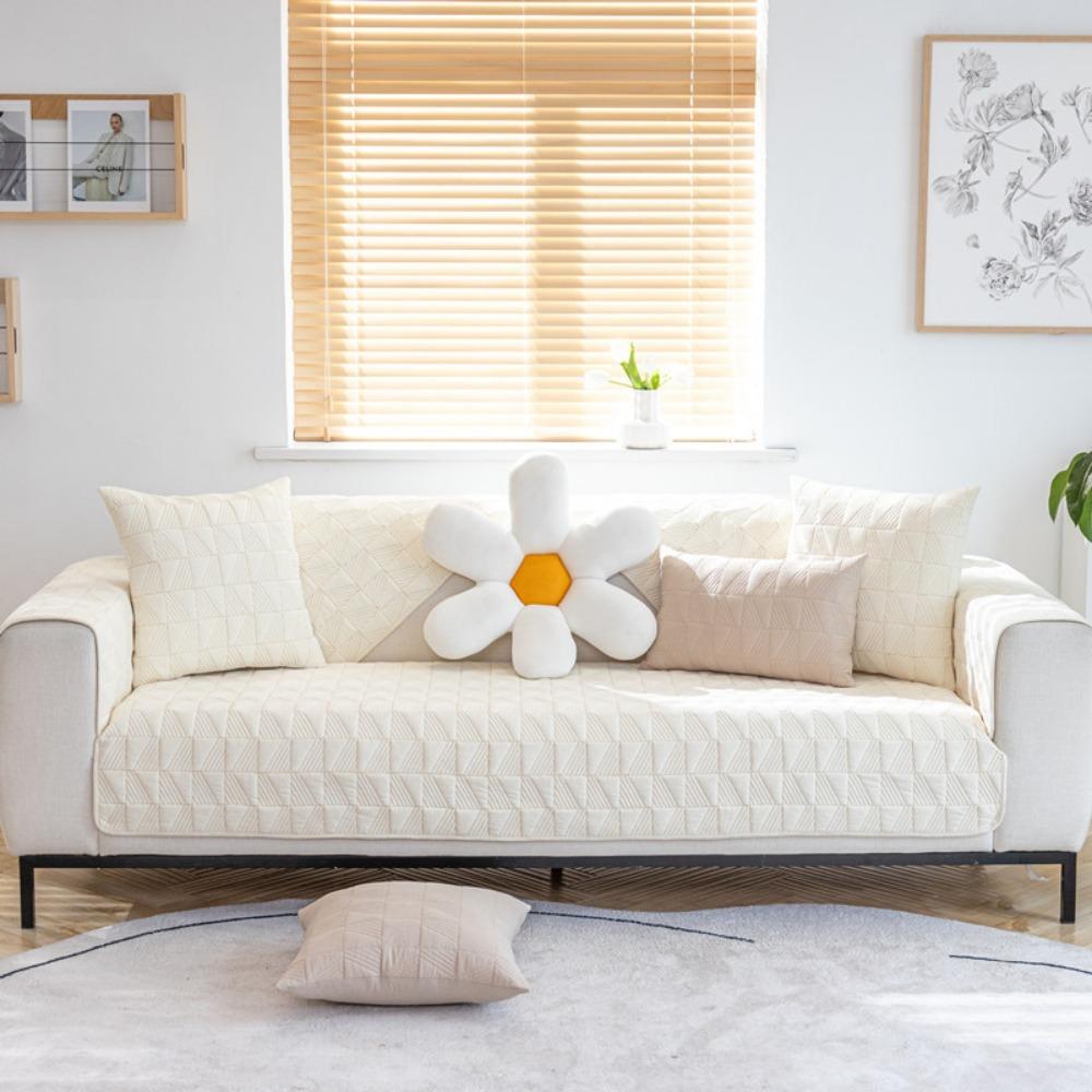 Non Slip Sofa Cover Flannel Fabric Universal Couch Protector Simple Modern Style for All Seasons