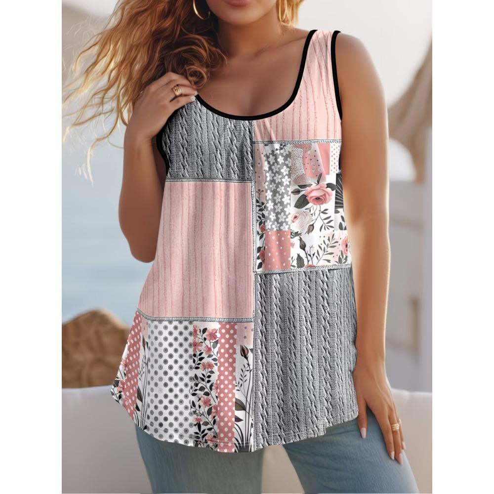 New Retro Floral Stripe 3D Print Tank Top Summer Women Streetwear Y2k Tops Oversized Vest Off Shoulder Sleeveless Woman Camisole