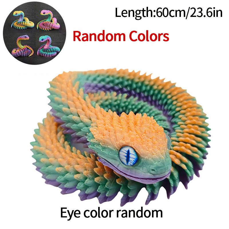 3D Printed Snake 3D Printing Fidget Animals Crystal Viper Snake Model Movable Joint Simulation Desk Toys Car Ornaments Kids Gift