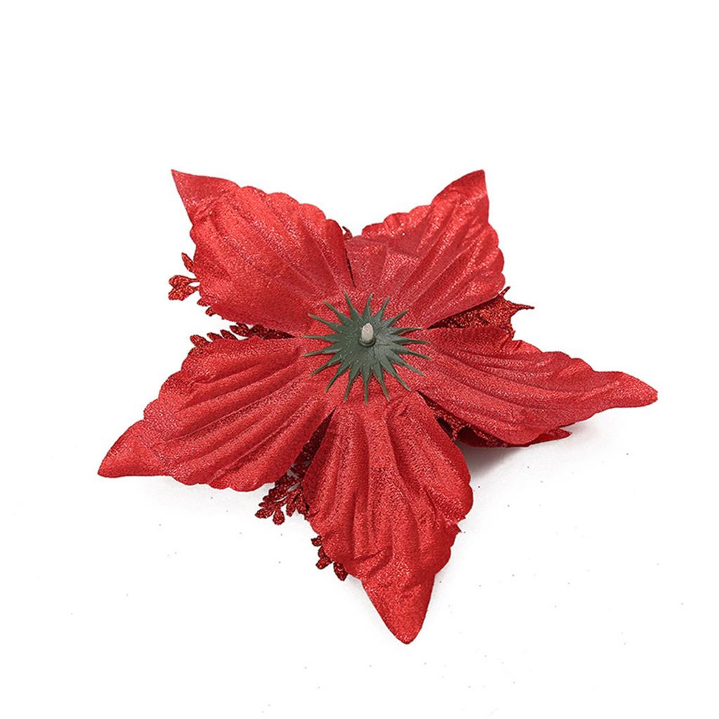 5 Pcs Christmas Large Poinsettia Glitter Flower Xmas Tree Wreaths Hanging Pendant Decor Home Party Decorations 8 Colors 18cm