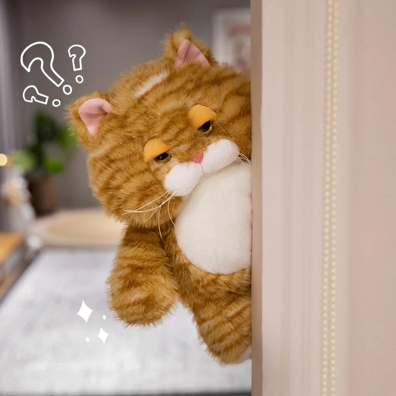 Fat Soft Cat Plush Doll with Cute Pattern Weighted Particle Sitting Design Parent-Child Game Toy for Children's Room Decoration