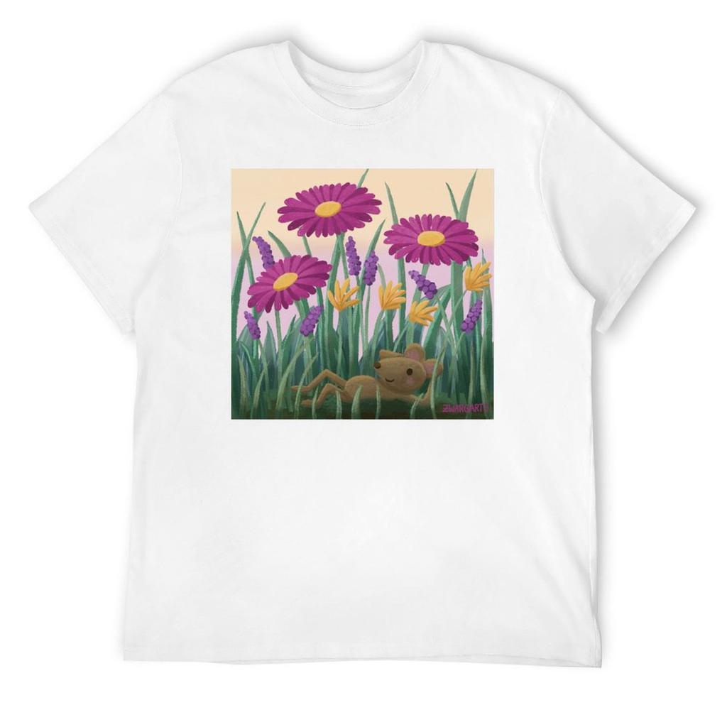 Maus zwischen Blumen T-Shirt personalisiert Herrenbekleidung Anime-Figuren Shirts Männer
