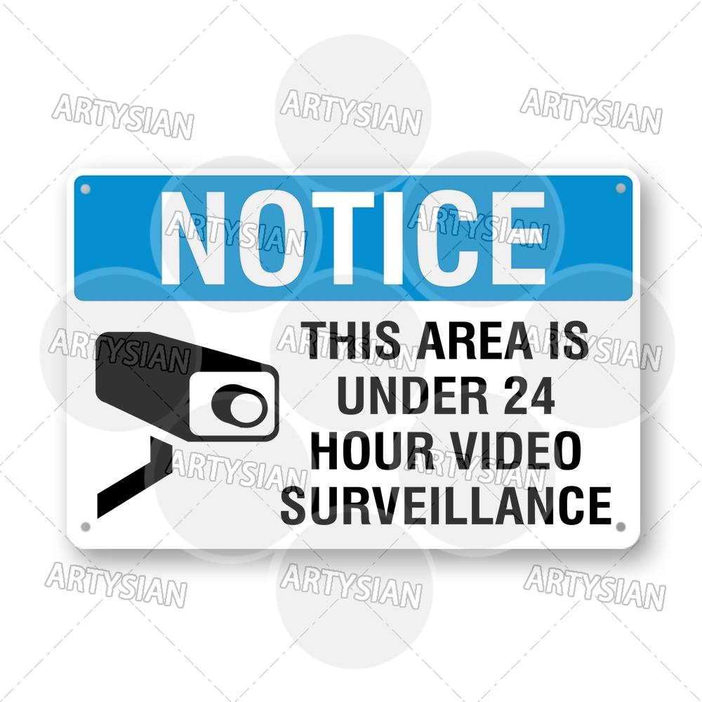CCTV Surveillance Metal Sign Shop Security Plaque Camera Monitoring Shoplifting Warning Crime Deterren Safety Alert 24-Hour