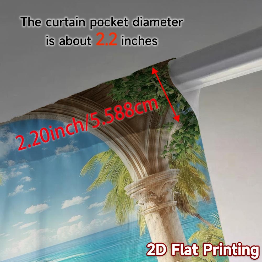 Flat Printing Curtains Without Rod Mediterranean View Chic Creative Versatile Polyester All Seasons Curtain Set Of 2 Made Washable