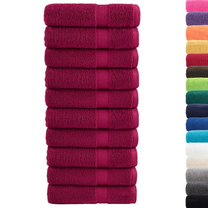 VidaXL Essuie-mains de Qualité Supérieure 10 pcs, Serviettes de Bain, Serviettes à Main, Débarbouillettes de Salle de Bain, 137211