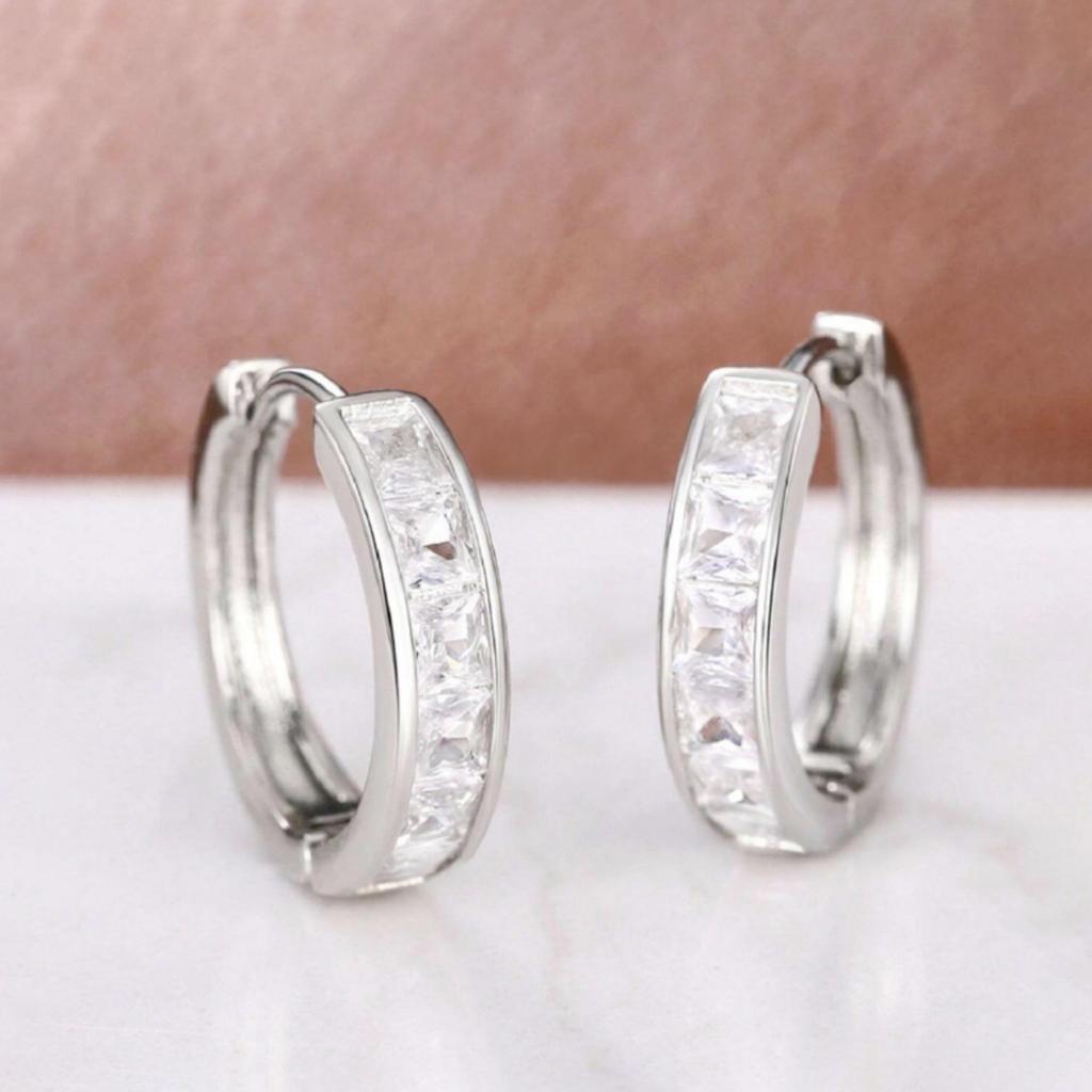 Trendy Minimalist Swiss Zircon Square Stud Ear Cuffs