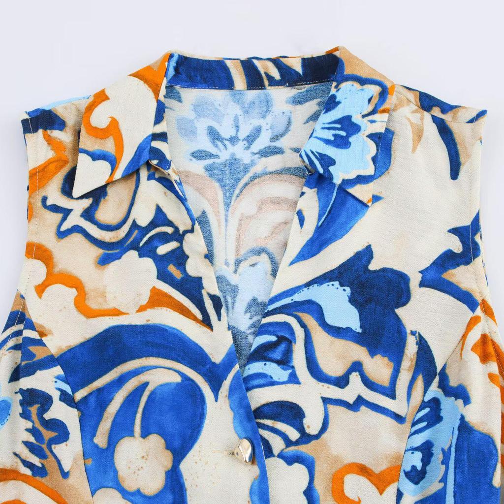 2025 Spring Women's European & American Style Slimming Print Midi Skirt