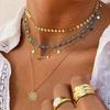 Unique Necklace Multilayered With Alloy Geometric Shapes And Eyecatching Turquoise Beads