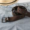 Chic Brown Canvas Belt With Hollow Out Eyeball Design For Men And Women Extra Long In Stock