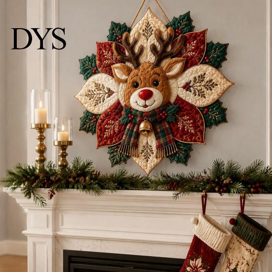 Kit Decorazione Trapuntata di Natale Tessuto Stella di Natale Kit Fai da Te, Patchwork Floreale Cucito Progetti Artigianali Festivi per Adulti Ornamento Fatto a Mano