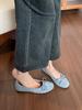 Source factory~ 2025 new spring and autumn French flat-soled single shoes women's bow suede one-pedal Doudou shoes