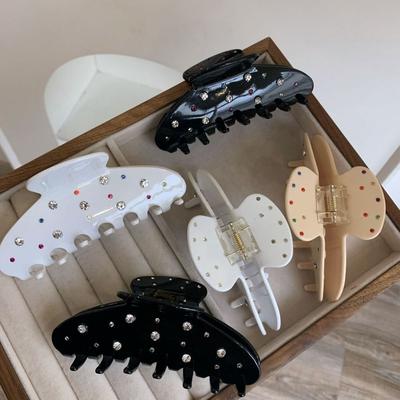 Korean Style Rhinestone Hair Claw Acetic Acid Acetic Acid Shark Clip Hair Claw Clip  Back Of Head