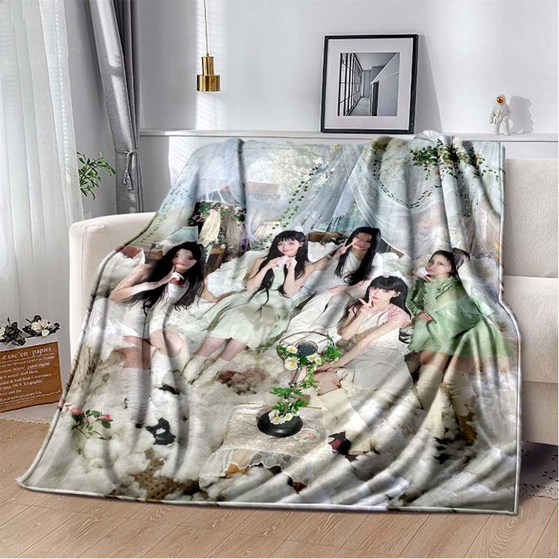 3D Printed Flannel Blanket I-ILLIT Combo K-POP Home Sofa Bed Blanket | Birthday Gift,