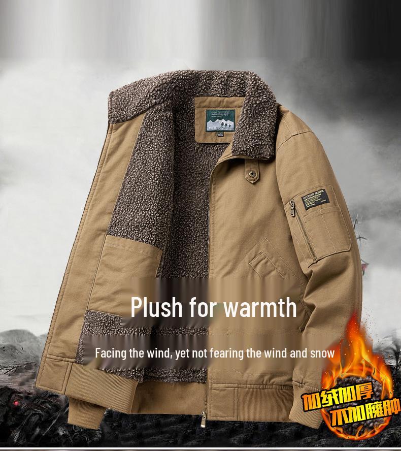 Men's High-End Winter Pilot Jacket with Lambswool and Velvet