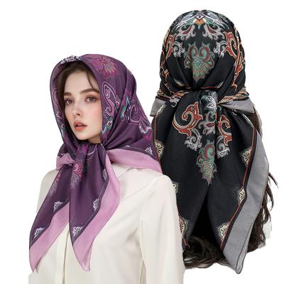Fashion 90X90Cm Printed Women Scarf Pashmina Silk Scarf Square Shawl Decorative Headband Neck Luxury Design Bandana