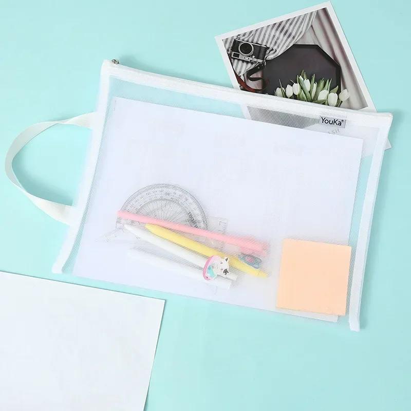 1pc Document Bag Folder for Documents Capacity A4 Zipper File Pocket Storage Organizer Office School Supply Waterproof