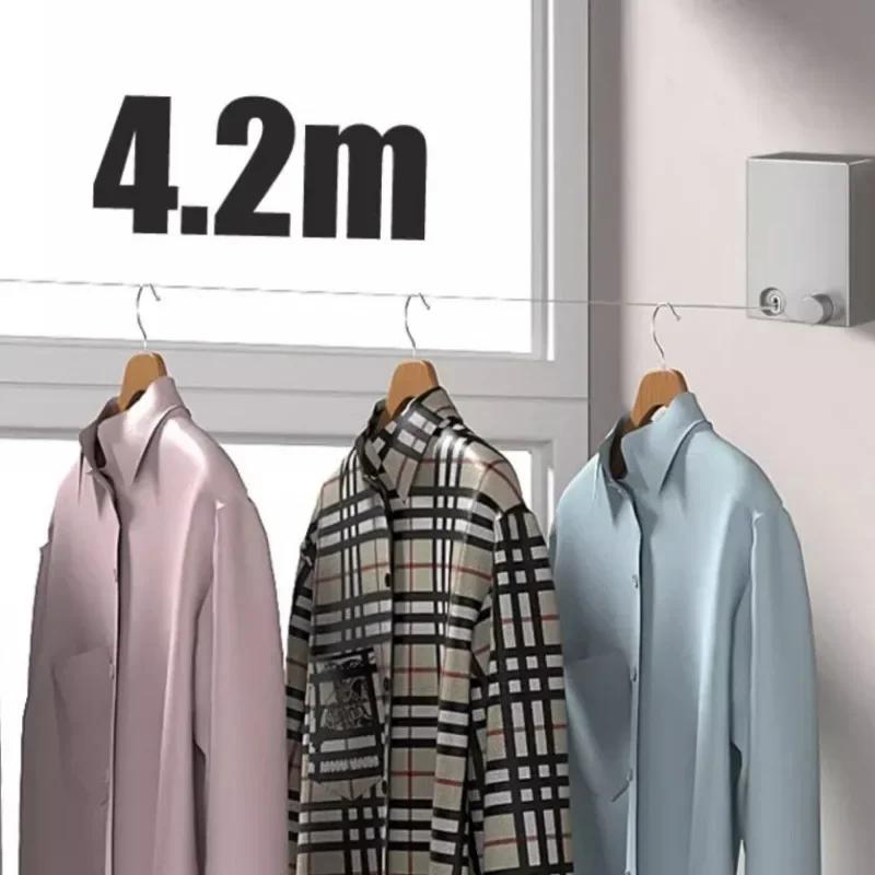 Retractable Clothesline Stainless Seel Pull-Out Clothes-Drying Machine Rope Space-Saving Clothes Drying Rack For Household