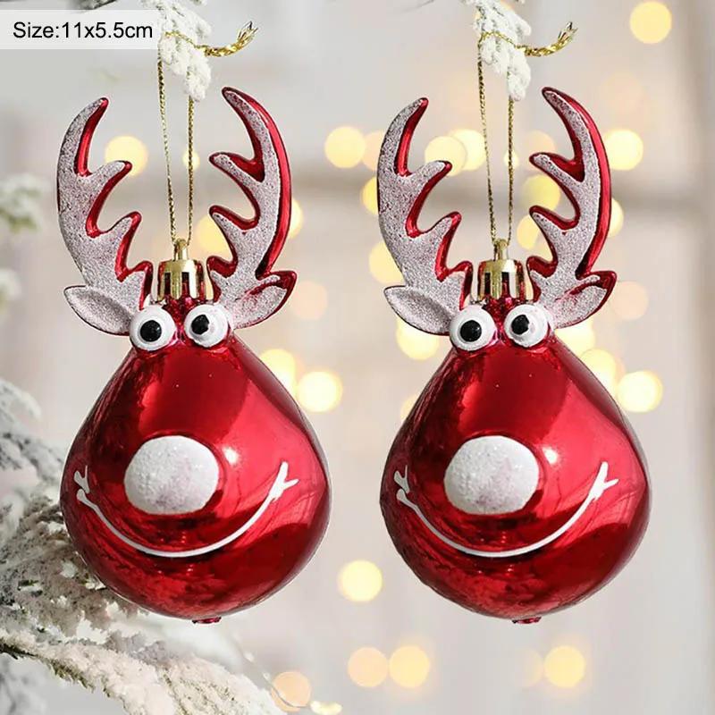 Navidad 2pcs Elk Christmas Balls Ornaments Xmas 1Tree Hanging Bauble Pendant  Christmas Decorations New Year Party Navidad 2026