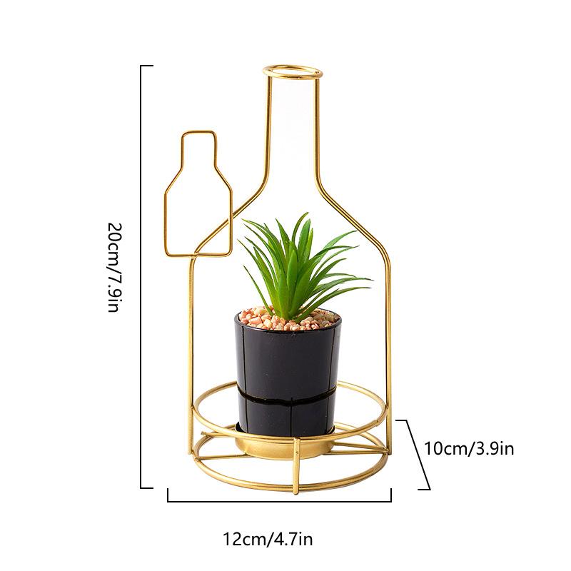 

1шт держатель для растений золотое настольное украшение металл железное украшение для дома ваза геометрический бонсай скандинавский 9x9x19.5cm
