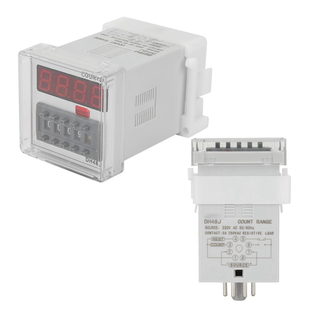 DH48J 220VAC Digitales Zählerrelais LED-Anzeige 1-999900 8-polig