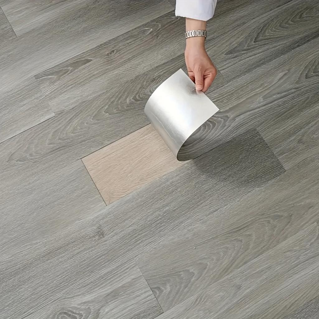 10Pcs 40x15cm PVC Floor Stickers Self-adhesive Waterproof Thickened Wood Grain Floor Foam Living Room