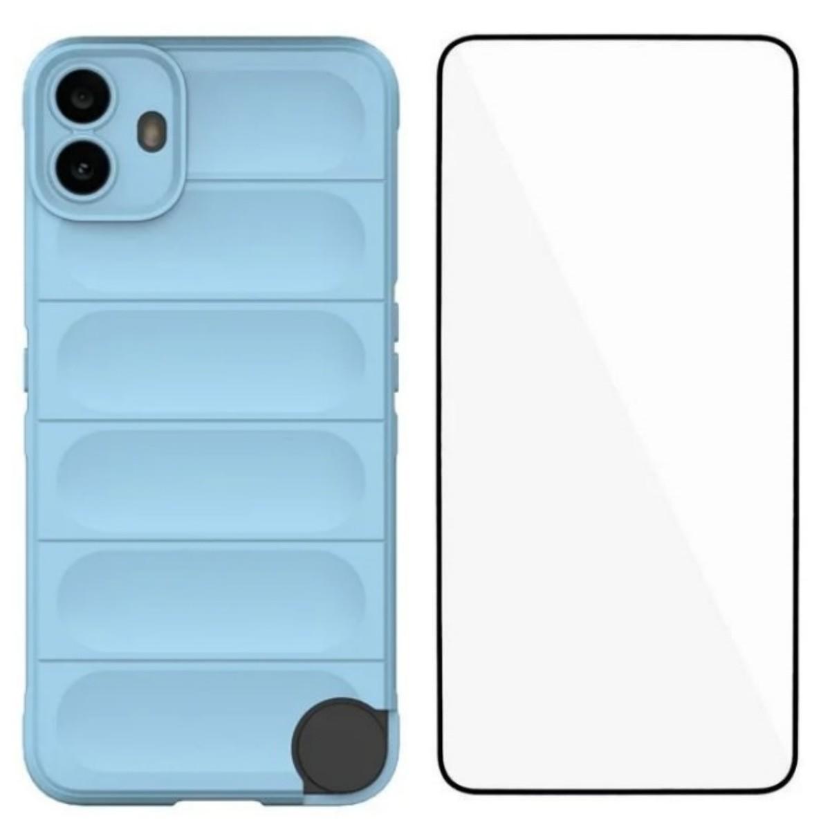 

For Nothing CMF Phone 1 TPU Case WANLONFENG HD Series Anti Slip Phone Cover with Tempered Glass Baby Blue